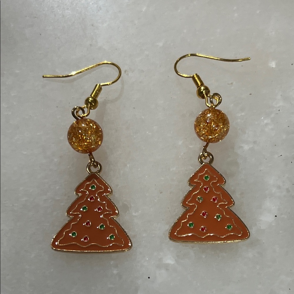 Festive Gingerbread Christmas Tree Earrings